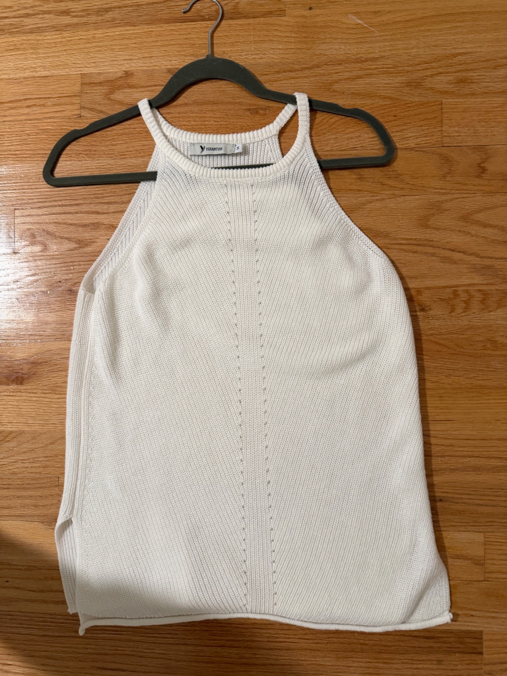 Ribbed High-Neck Knit Tank - White